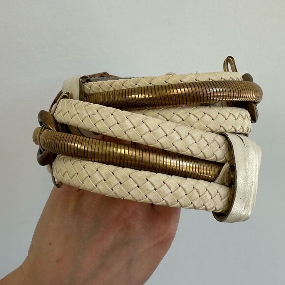 Vintage 80\'s Avant Garde Leather & Metal Waist Belt Adjustable Size M main image 7
